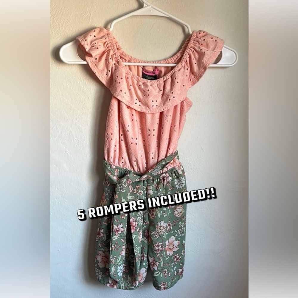 Girls size small/medium! 5 rompers!
